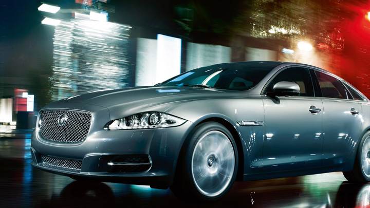 Jaguar XJ In Grey Running Fast